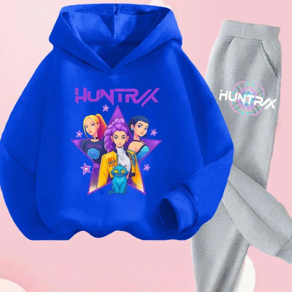 K-pop Охотники на демонов Детский мультяшный комплект из 2 предметов: толстовка с длинным рукавом и брюки. Наряд для малышей, младенцев, девочек, мальчиков. Бутиковая одежда, костюм.