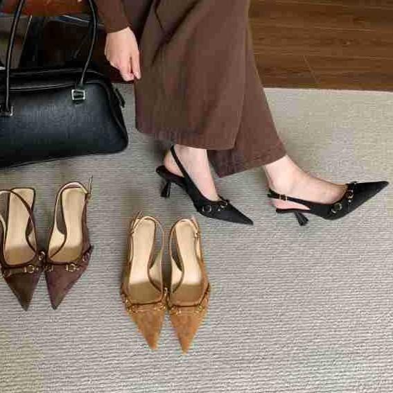 Französische Tasche Kopf Hohe Absätze Sandalen Leichter Mund Frühling Leere Dünne Ferse Temperament Berühmtheit Spitze Kopf Einzelne Schuhe Damenschuhe
