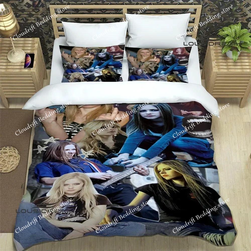 Sängerin A-AVRIL LAVIGNE Druck Bettwäsche Sets Exquisites Bettwaren Set Bettbezug Bettdecke Set Bettwäsche Luxuriöses Geburtstagsgeschenk