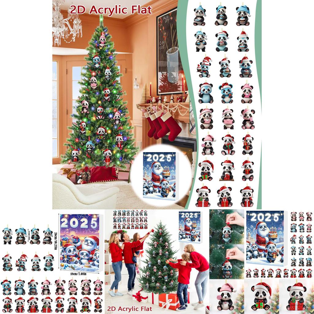 Christmas Panda Countdown Calendar With Acrylic Components For Holiday Decor Gift For Kids