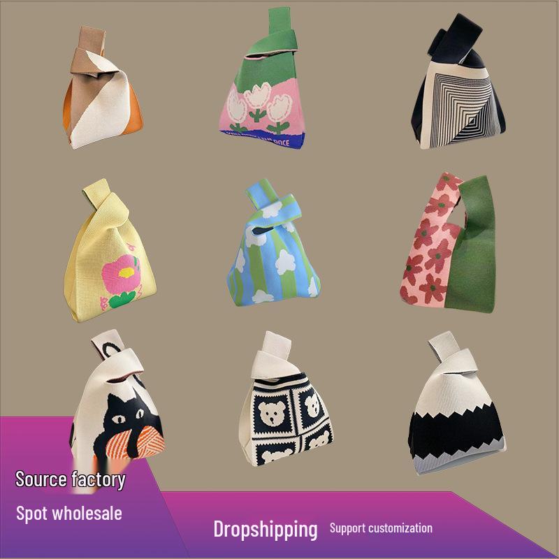 Trendy Women's Knitted Wool Bucket Handbag - Casual Tote & Lunch Box Bag