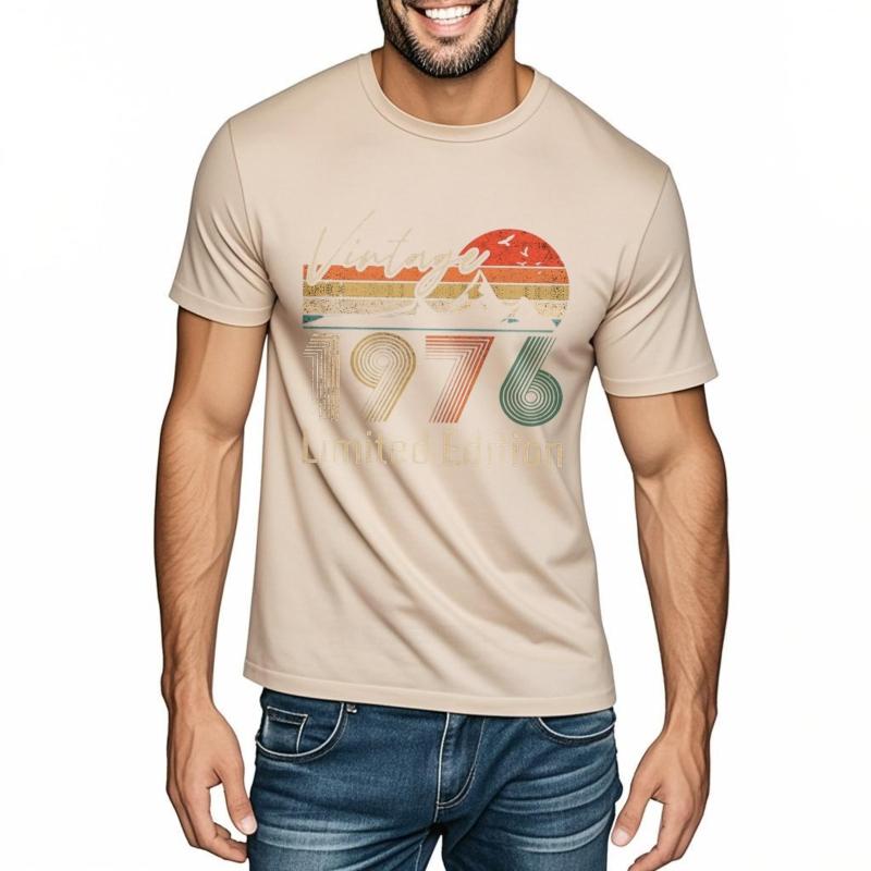 men brand tshirt Vintage summer Teenagers t shirt Vintage 1976 Limited Edition Mountain Sunset Short Sleeve Adult Oneck tops