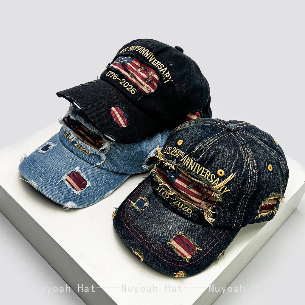 Baseball Letteringing Alphabet Stitched Flag American Women Men Her Him For Fresh Caps Peaked Hats Sunshade Personal Versatile Broken Distress