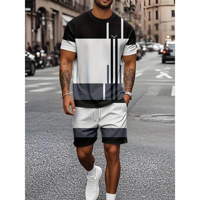 New Summer Men's Two-piece T-shirt And Shorts Set Casual Short-sleeved T-shirt And Shorts Two-piece Set Daily Casual Style