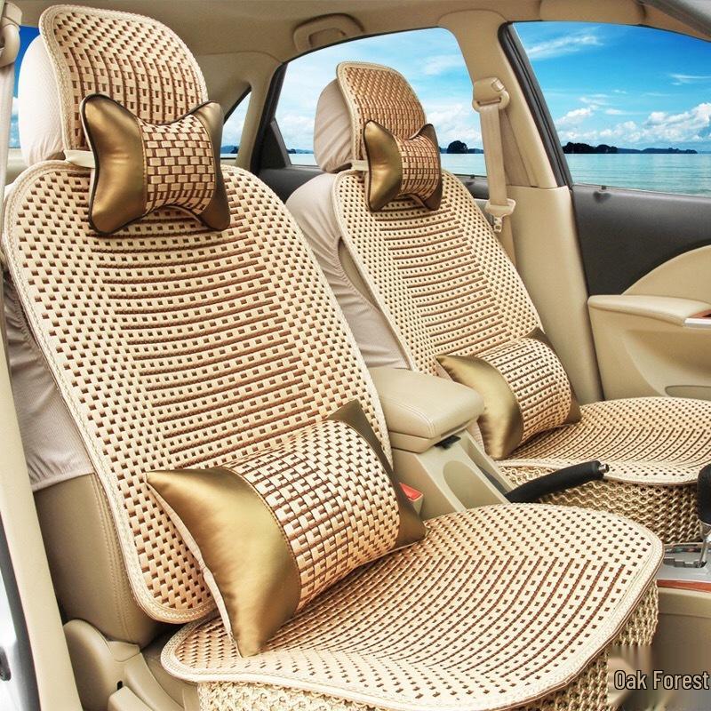 Universal Ice Silk Car Seat Cushion - All-Season Luxury Woven Cover, Breathable, Cooling, Full Surround Design