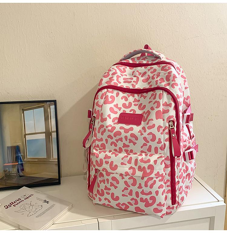 High school college student schoolbag women's fashion new fashion leopard print large capacity backpack trend versatile travel backpack