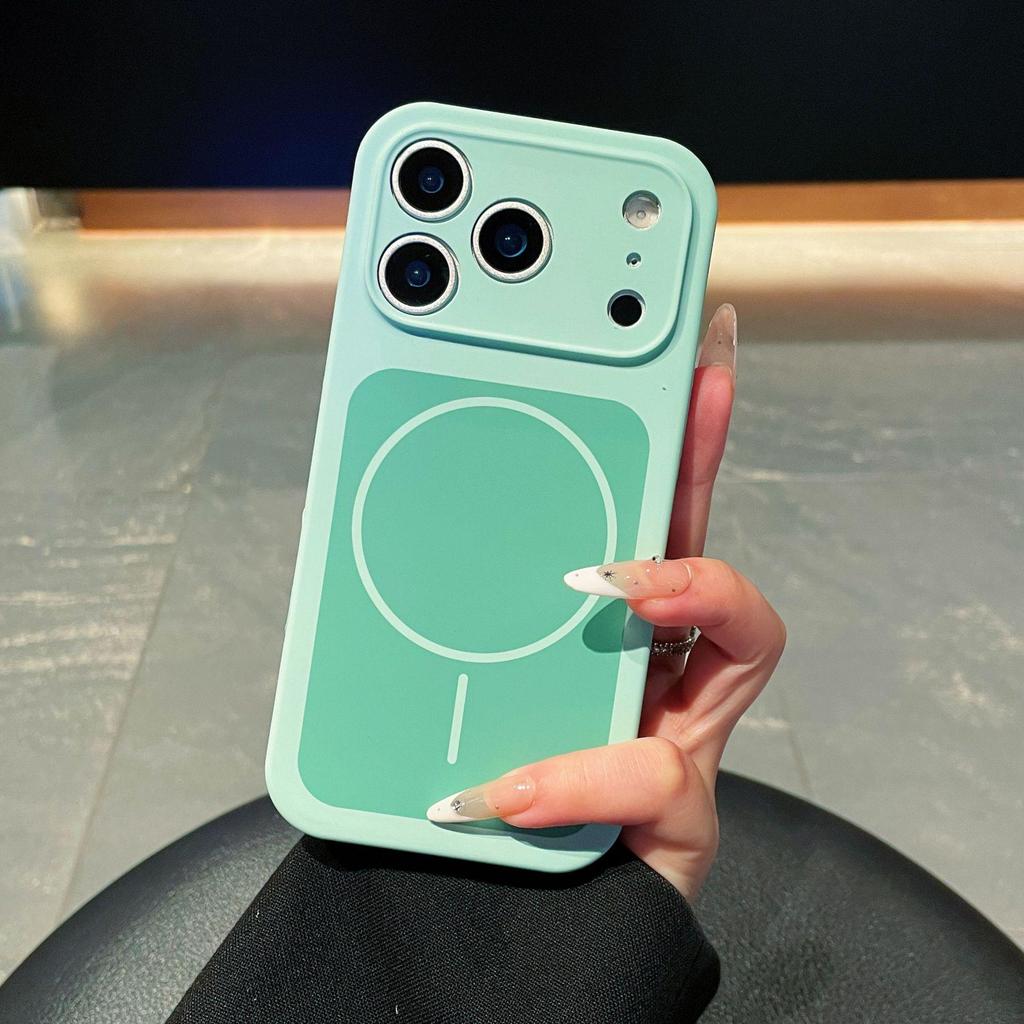 iPhone 17 Two-Color Liquid Silicone Case with Magnetic Ring for Apple 16Promax and 14 Protective Models