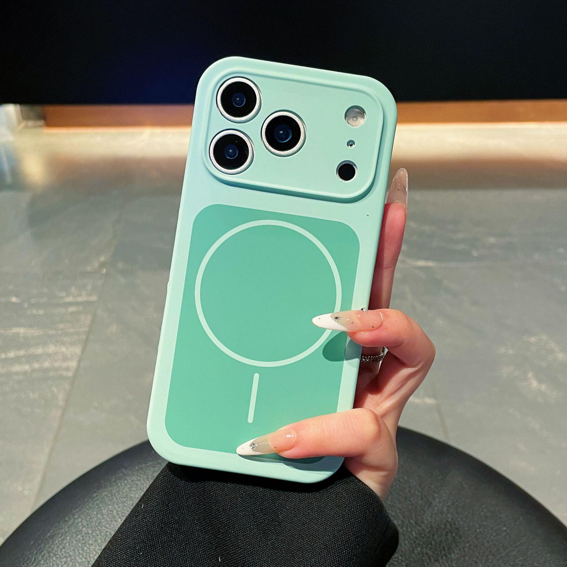 

iPhone 17 Liquid Silicone Two-Color Magnetic Protective Case for Apple 16 Pro Max 15 Thin Ring iPhone 14