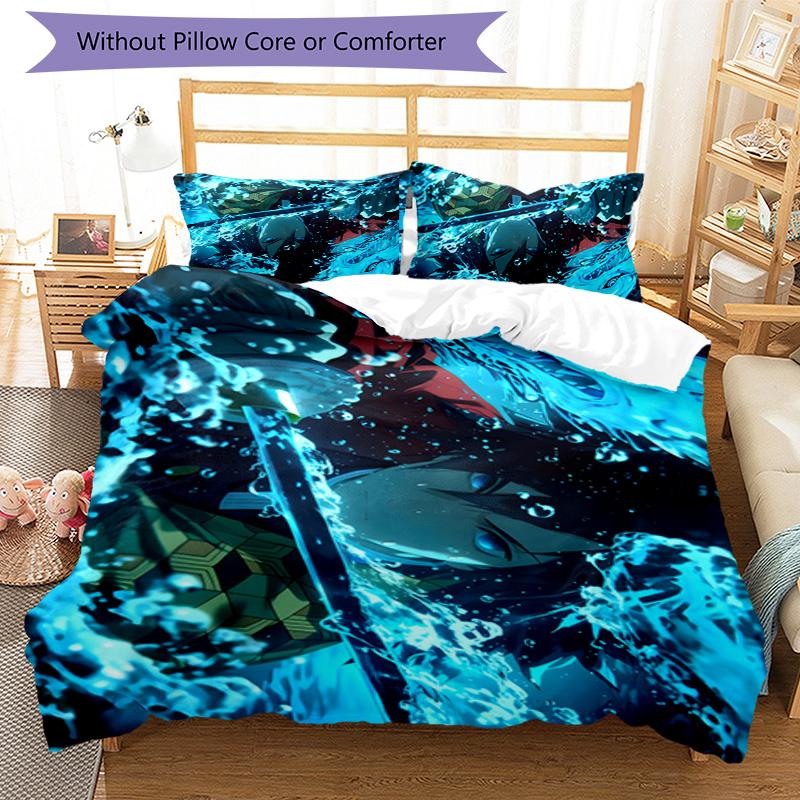 3pcs Tomioka Giyuu1 Design Cover Set - HD Printed Bedding with 1 Cover and 2 Pillowcases - Perfect for Home and Dorm Decor