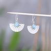 Larimar Gemstone Fan Earring 925 Sterling Silver Handmade Jewelry Women Earring