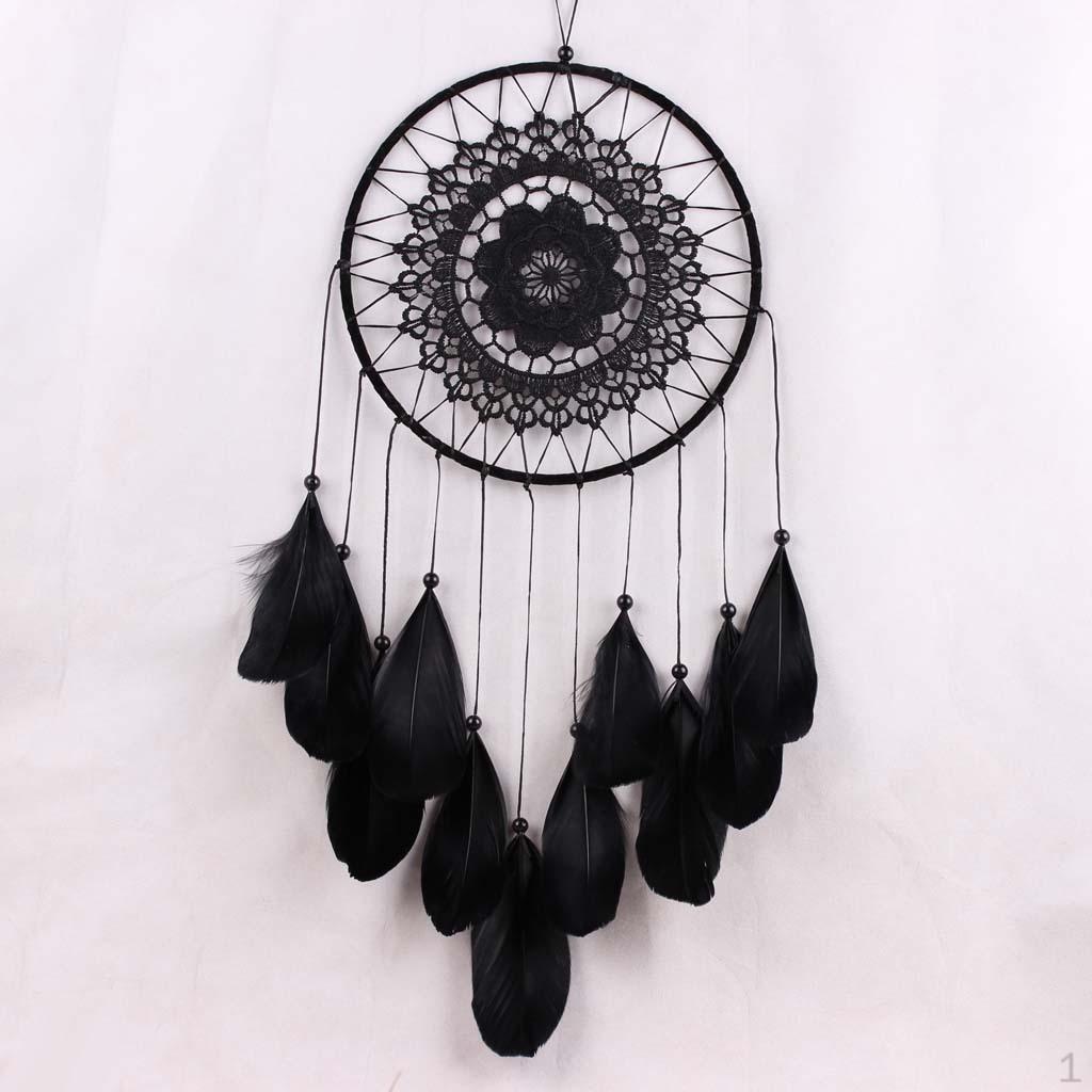 

Ловец снов с перьями Детская спальня Настенное украшение Орнамент Черный