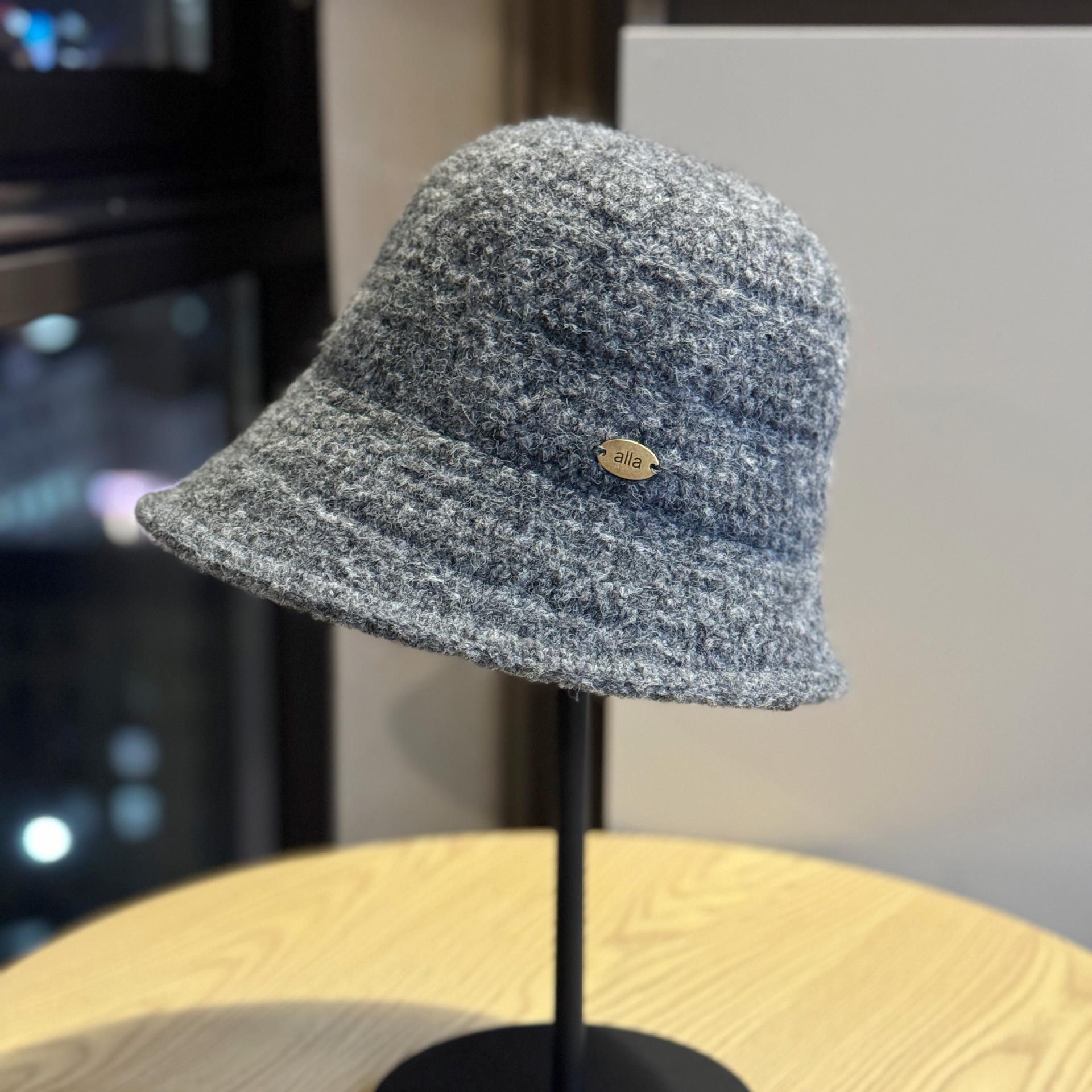 

High-quality Korean-style irregular knitted fisherman hat for women, new autumn and winter large head circumference plush warm hat, trendy bucket hat Adult54-60Adjustable сірий колір