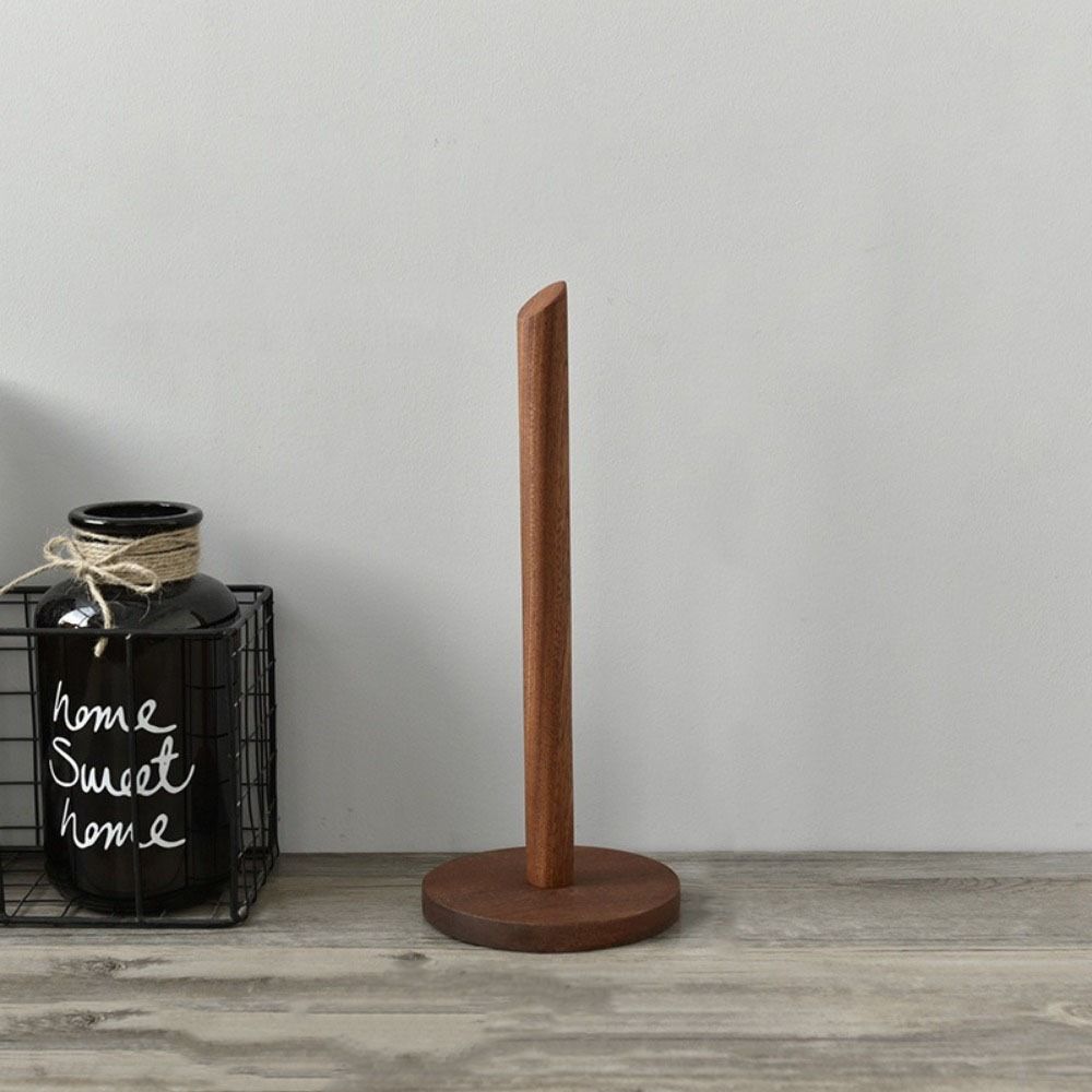 Drewniany pionowy uchwyt na papier w rolce Oszczędzający miejsce Stojak do zawieszania kubków Stojak do przechowywania chusteczek Użycie w kawiarni