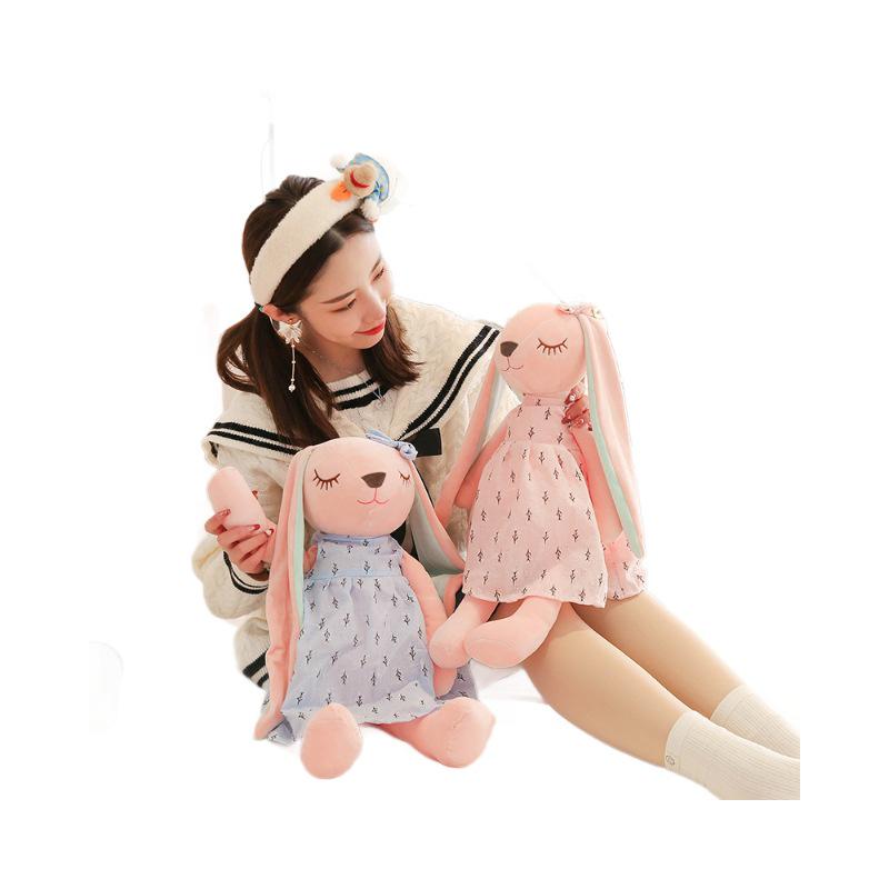 Cross-border Long-eared Angora Plush Rabbit Doll In Floral Dress - Children's Pillow Gift