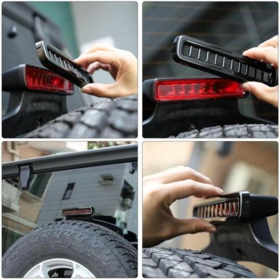 For 2018- Jeep Wrangler JL Gloss Black Rear Roof Brake Light Lamp Trim Cover