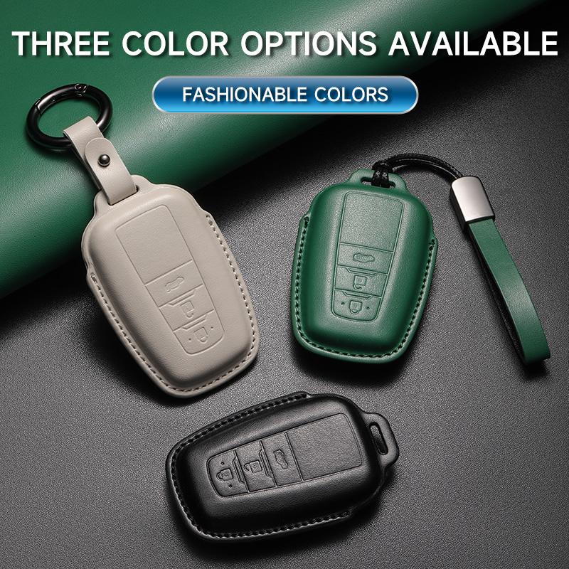 Genuine Leather Car Key Case Cover Key Bag For 7HES Crown Hilux Prius Camry Corolla CHR C-HR RAV4 Land Protect Set Accessories HGL3