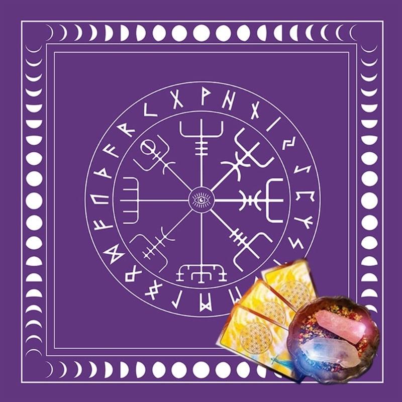 19x19in Flannel Tarot Tablecloth Rune Divination Altar Tarot Patch Table Cover Magician Board Game Cards Table Mat