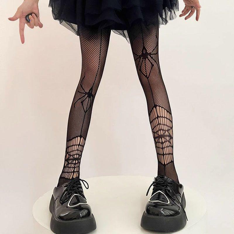 

Колготки Halloween Gothic Spider Web - черные чулки в стиле Y2K One Size чёрный