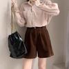 Elastic Women Corduroy Shorts High Waist Loose Streetwear Casual Wide Leg Short Pants  Girl