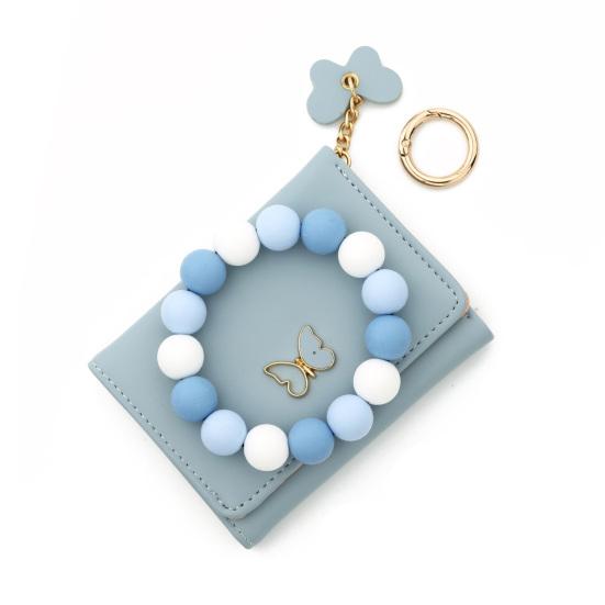 Women's Wristlet Wallet Boho Style Beaded Wristlet Card Holder with Butterfly