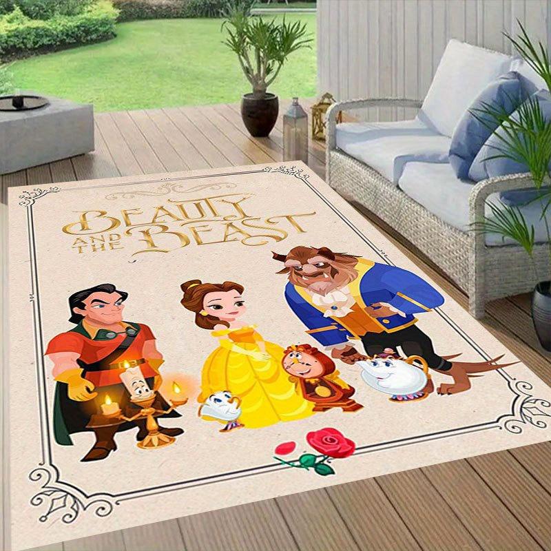 1 pièce Tapis à Motif Disney La Belle et la Bête Tapis de Zone Tapis Antidérapant Lavable à la Main Tapis de Sol Convient pour Salon Chambre Décoration de la Maison