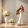 Figure Statue Girl Red Bird Decorative Figurine Smooth Texture Healing Aesthetic Design Home Desktop Ornament