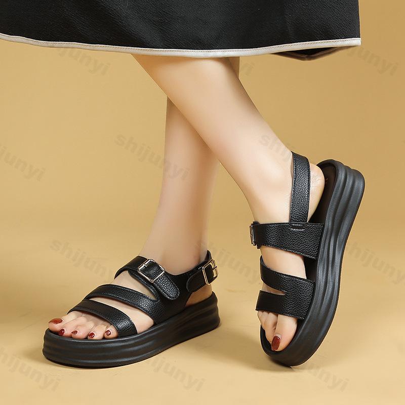 Fashion Women Sandals Summer New Fashion Open Toed Flat Comfortable Platform Non Slip Buckle Strap Outdoor Beach Shoe Sandalias De Mujer