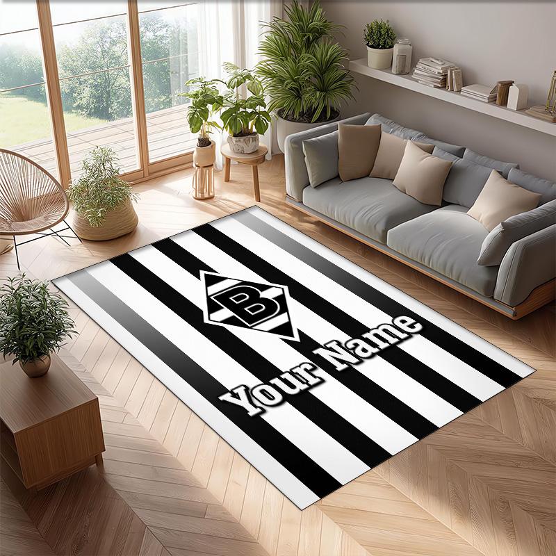 Tappeto in Cristallo Velluto Stampato Borussia Mönchengladbach Tappeto Antiscivolo in Cristallo Velluto Per Divano Camera da Letto Decorazione Interna per la Casa