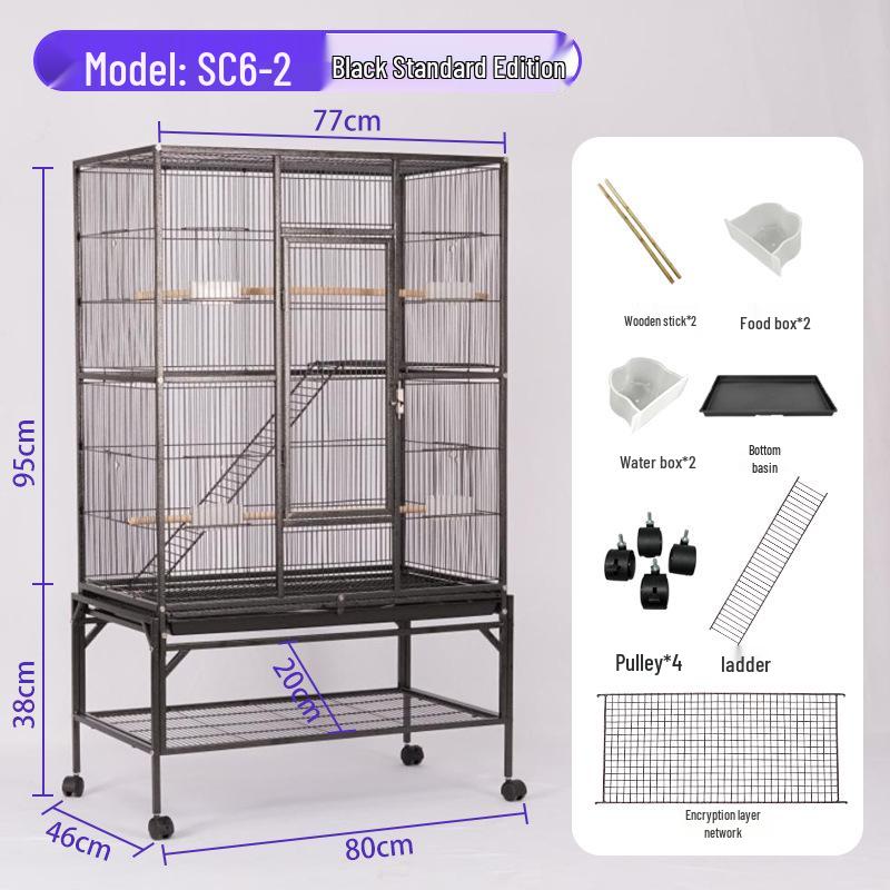 Multi-functional Cast Iron Parrot Cage: Durable Metal Bird Cage for Flock