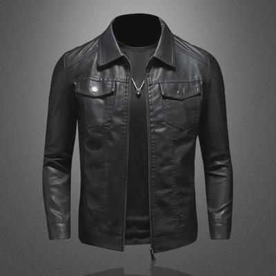 Men's 2024 Slim Korean Leather Motorcycle Jacket with Plus Velvet for Spring & Autumn Winter