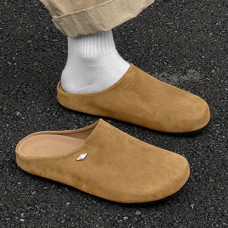 Casual outerwear platform Boken shoes heightening Muller slippers lazy outdoor bag head 19987 khaki, beige-J