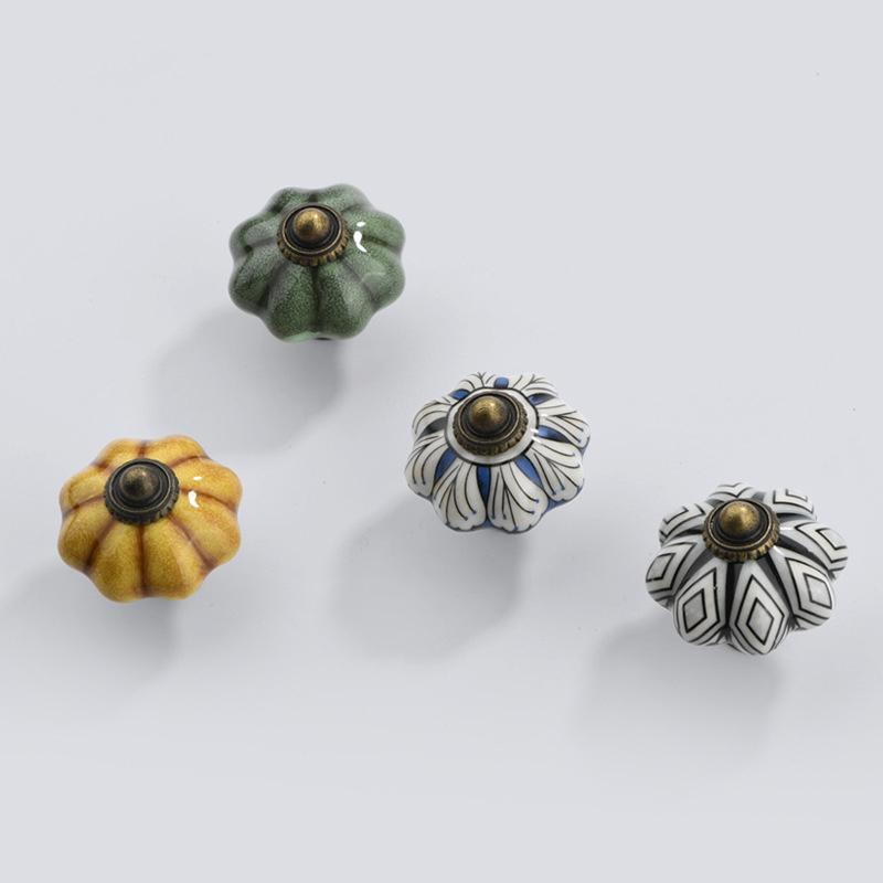 Vintage Ceramic Pumpkin Cabinet Knob Drawer Furniture Handles Dresser Door Pulls Wardrobe Closet Cupboard Hardware Accessories