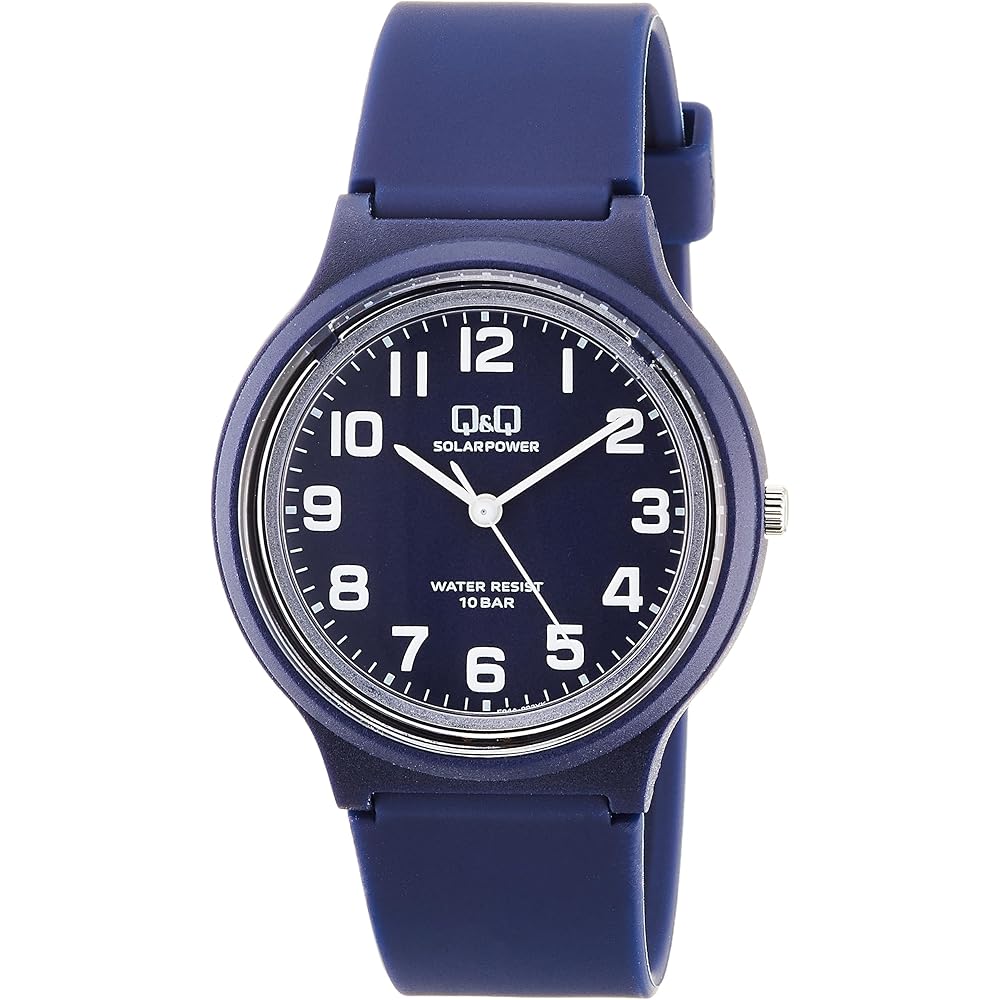 Citizen Q&Q Analog Solar Watch 10 ATM Water Resistant Lightweight Easy Read Dial Navy