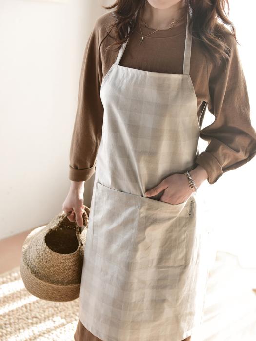 

BELLELIFE Natural Check Waterproof Apron single type