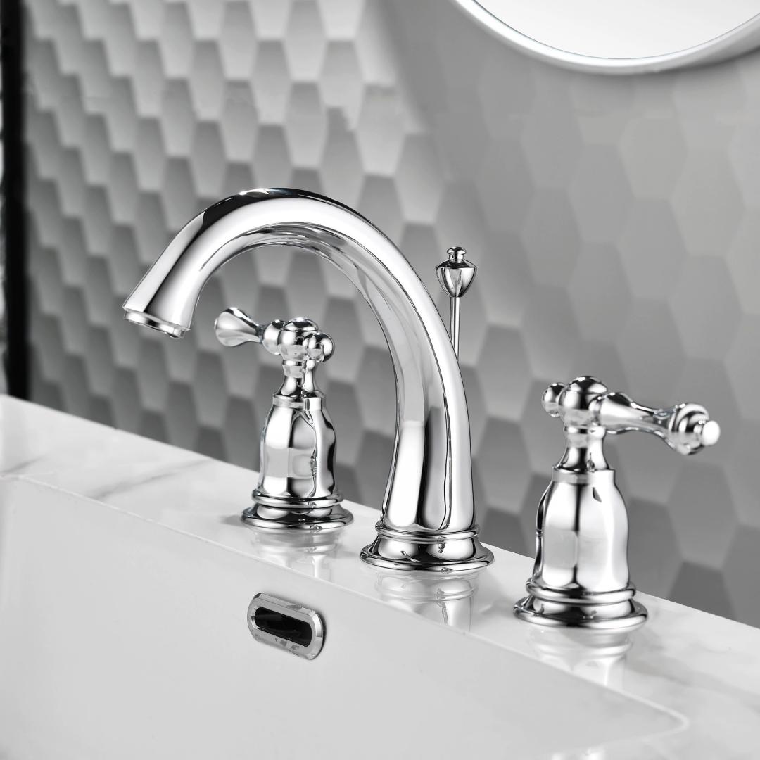

Gold Basin Faucet Brass Rose Gold Bathroom Faucet Widespread Bathroom Sink Faucets 3 Hole Double Handle Hot And Cold Water Tap