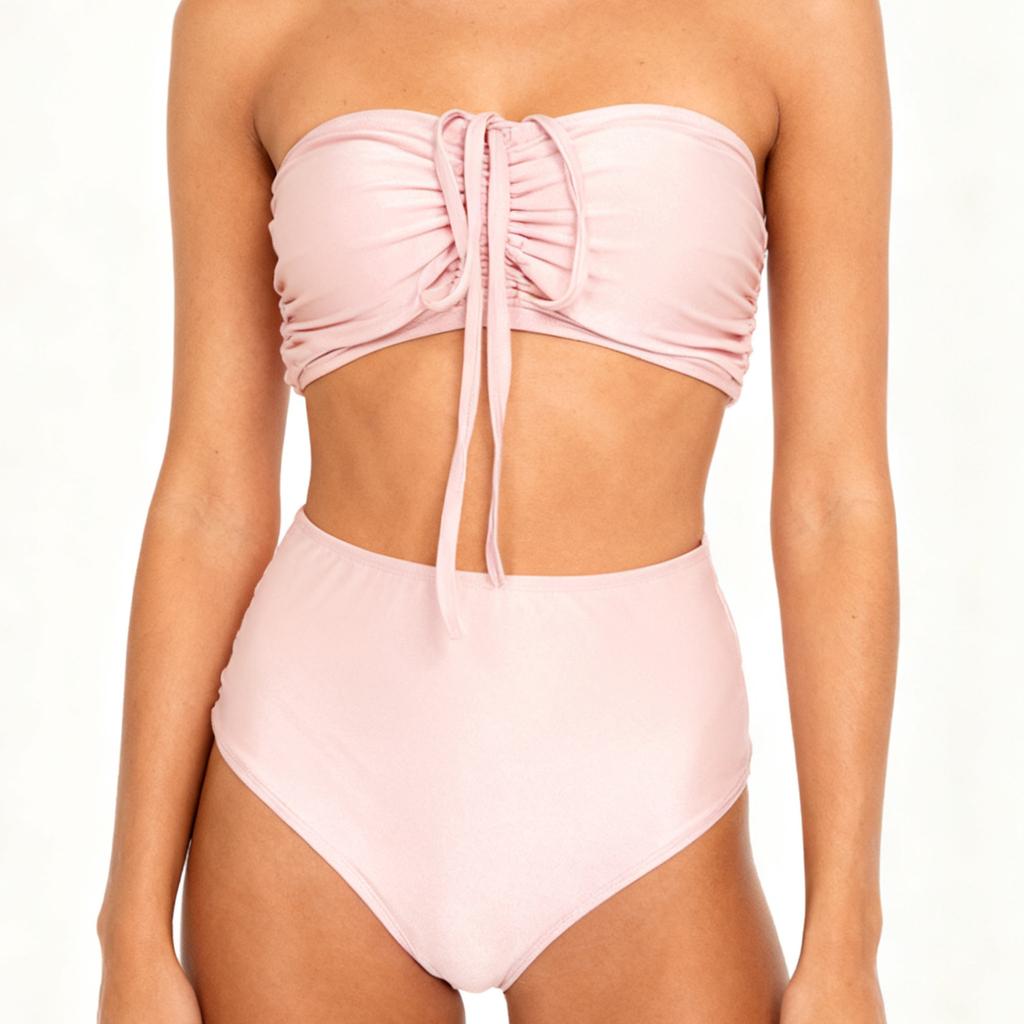 New Sexy High Waist Skinny Sling Swimsuit Women's Solid Color Beach Split Hot Spring Swimsuit Women
