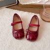 Girls' Flat Shoes Korean Style Kids Causal Princess Leather Shoes Fashion Versatile Children's Walking Shoe Solid Color Bowtie