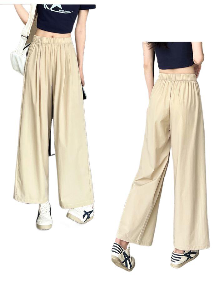Spring/Summer Korean Plus Size Wide Leg Slimming Pants for Women - Casual, Loose, Cropped