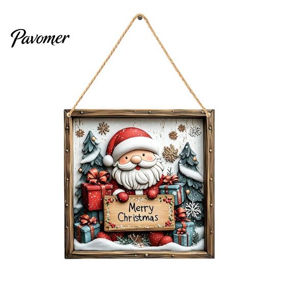 Seasonal Wall Sign Christmas Wooden Hanging Sign, Gnome Snowman Angel Candle 2D Wood Plaque, Rustic Farmhouse Art Vintage Xmas Door Hanger for