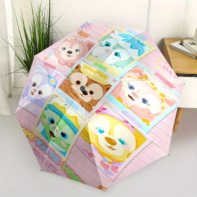 

Duffy and Friends Hope You re Happy Automatic Opening and Closing Umbrella, Lightweight 3-Fold, With Cute Cartoon, Outdoor and Daily Use