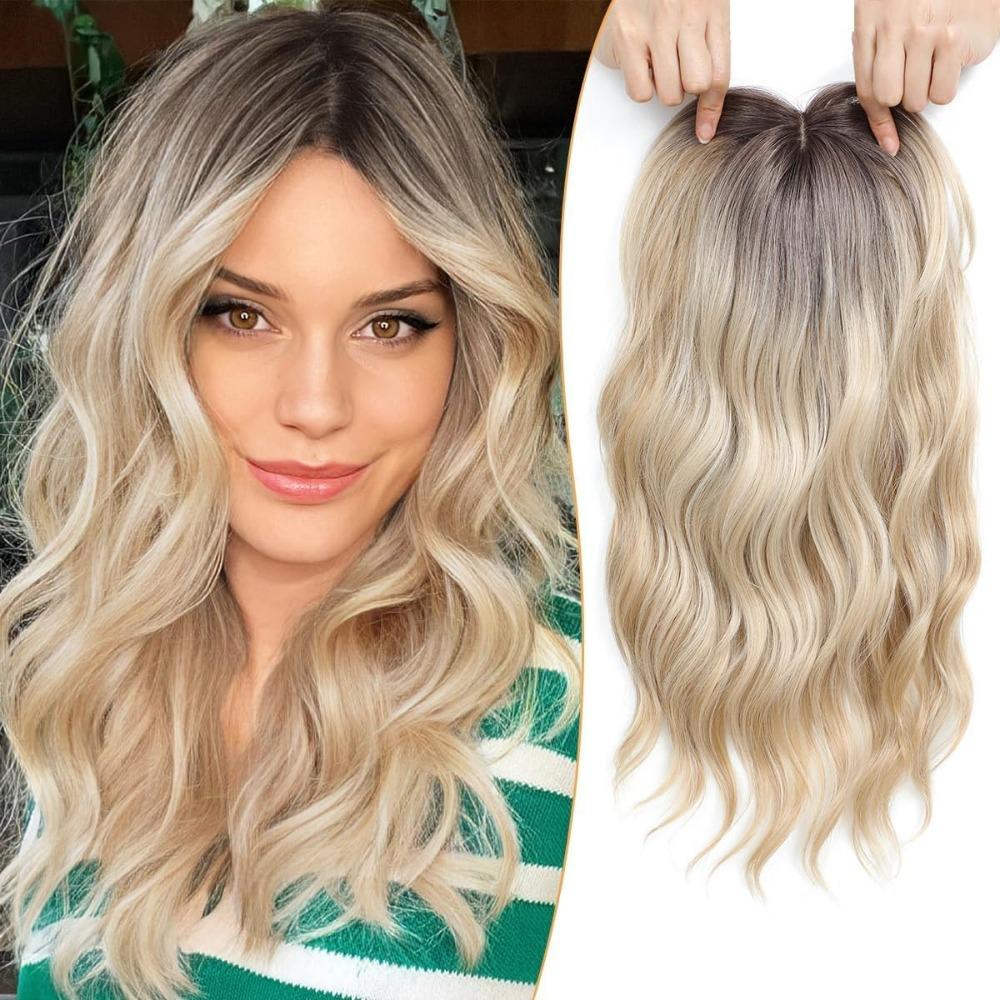 Cobertura 360° Topper para Cabello Ondulado Largo Peluca Realista para Mujer Topper Pieza de Cabello Rizado Cabello Adelgazado