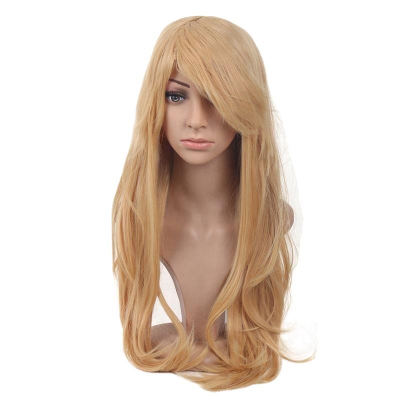 Long Wavy Blonde Synthetic Wig High Temperature Fiber Natural Glueless Full Head for Women Anime Cosplay Party