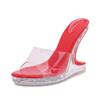 South East Asia Summer New High-heeled Sandals Versatile Transparent Banquet Crystal Shoes Open-toe Wear Fish Mouth Wedge