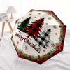 Christmas Tree Plaid Round Rug - Festive Holiday DecorUmbrella, Portable 3-Fold Compact Umbrella,Christmas Gift ES416