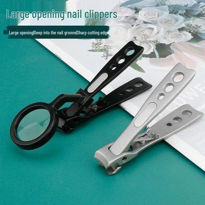 Sharp Large-Jaw Multi-functional Nail Clippers with Magnifying Glass for Middle-aged & Elderly
