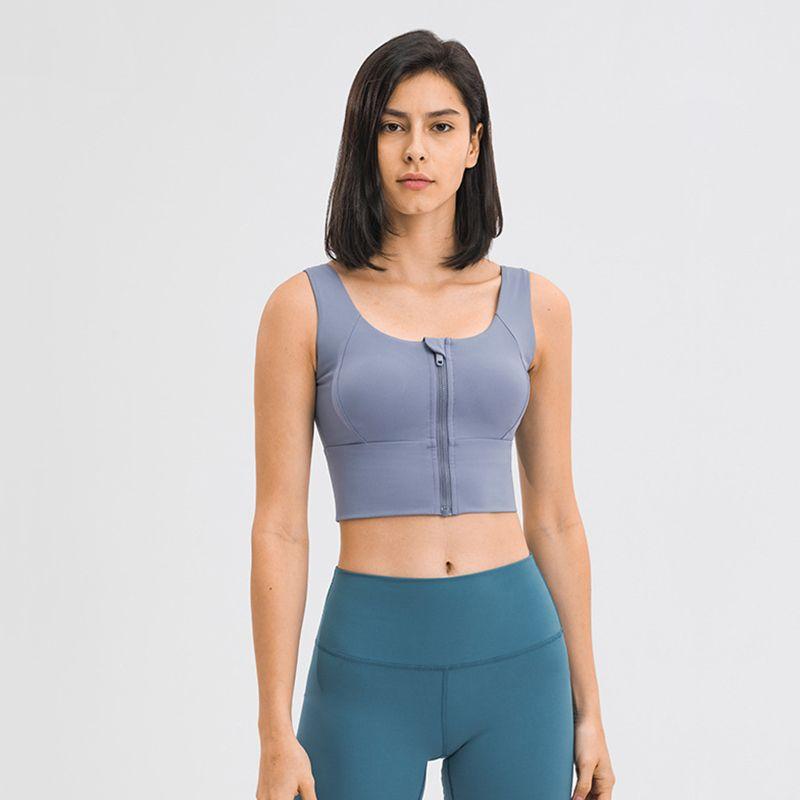 Original Quick-Drying Yoga Vest Women's Chest Pad Outwear Front Zipper Sports Intimates High Strength Running Workout Bra