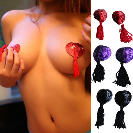 Sexy Femei Bling paiete ciucuri piept petale sutien sfarcului capac pasties autocolant