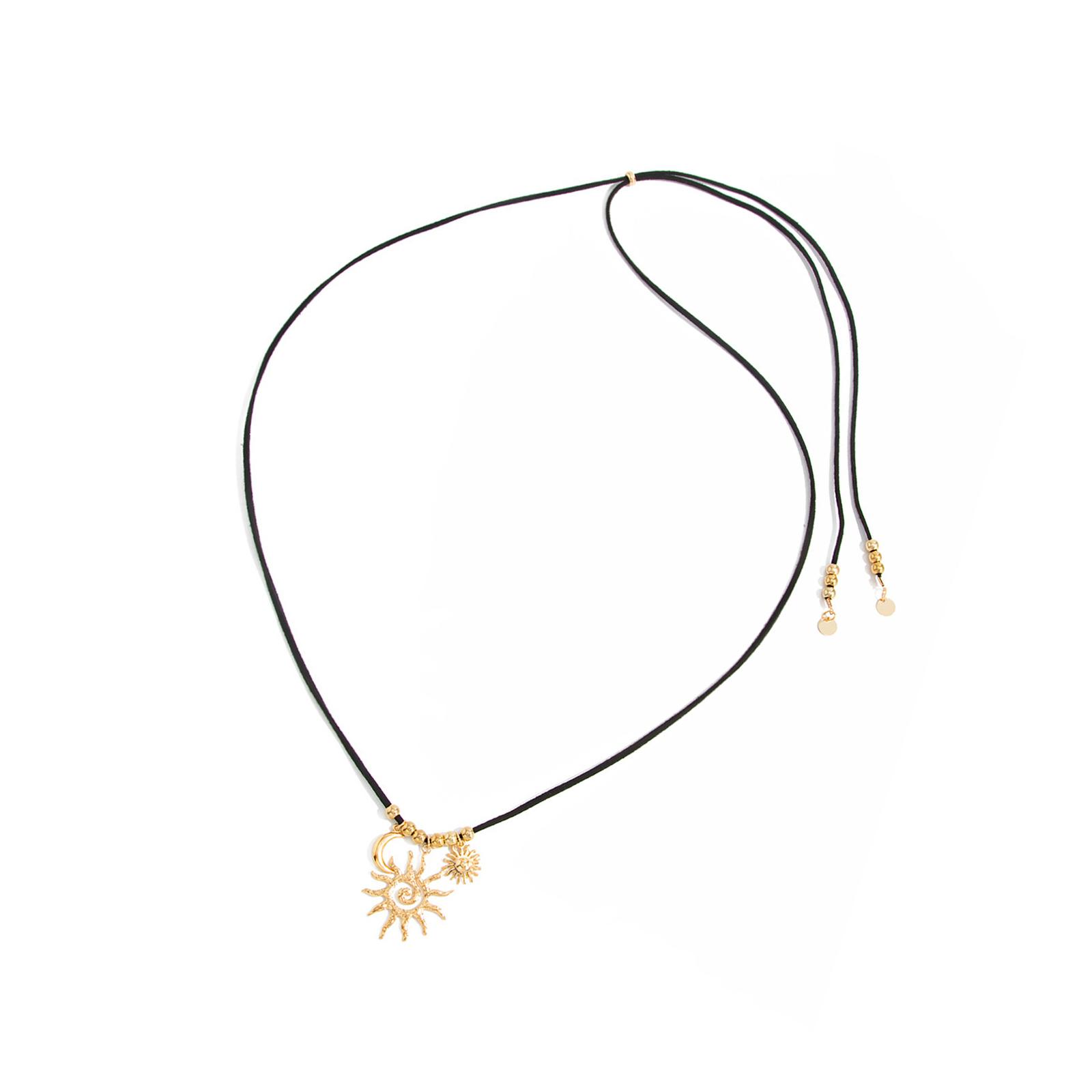 

Unique Sun Design Chokers Necklace Pull Rope Adjustable Length Fashion Collarbone Chain Jewelry For Ladies Women чёрный