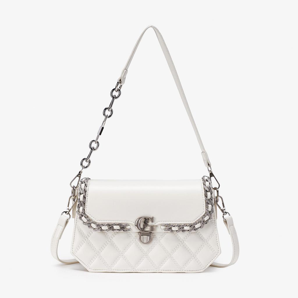 Borsa Piccola Quadrata con Chiusura a Diamante e Catena - Borsa da Donna alla Moda a Spalla Singola o Crossbody