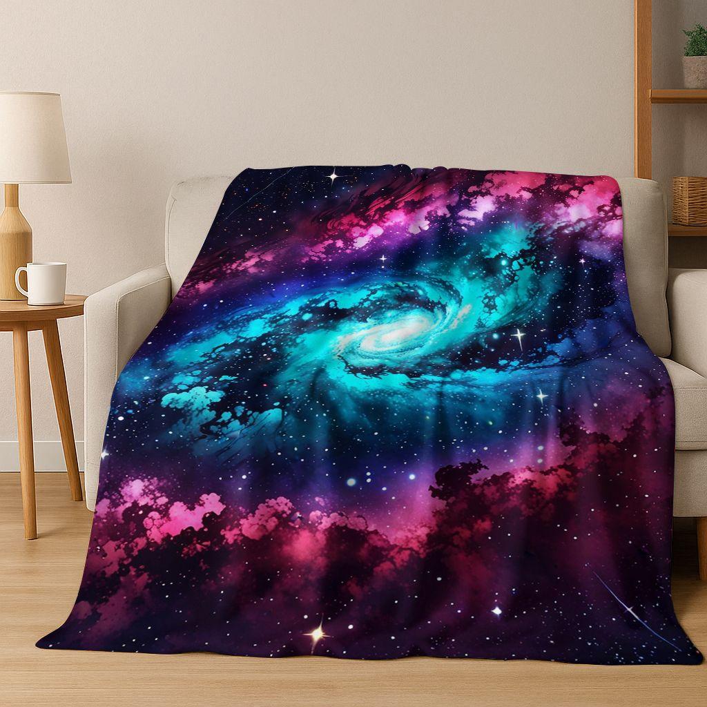 Dreamy Galaxy Universe Space Stars Black Hole Earth Flannel Blanket,Cozy Soft Throw Blanket for Home Bedroom Bed Sofa Cover Gift